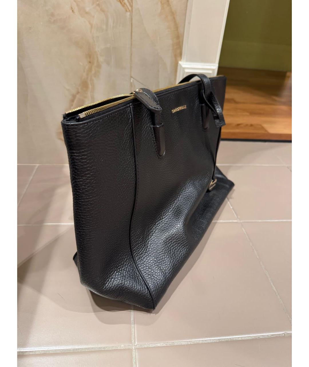 COCCINELLE Черная кожаная сумка тоут, фото 2