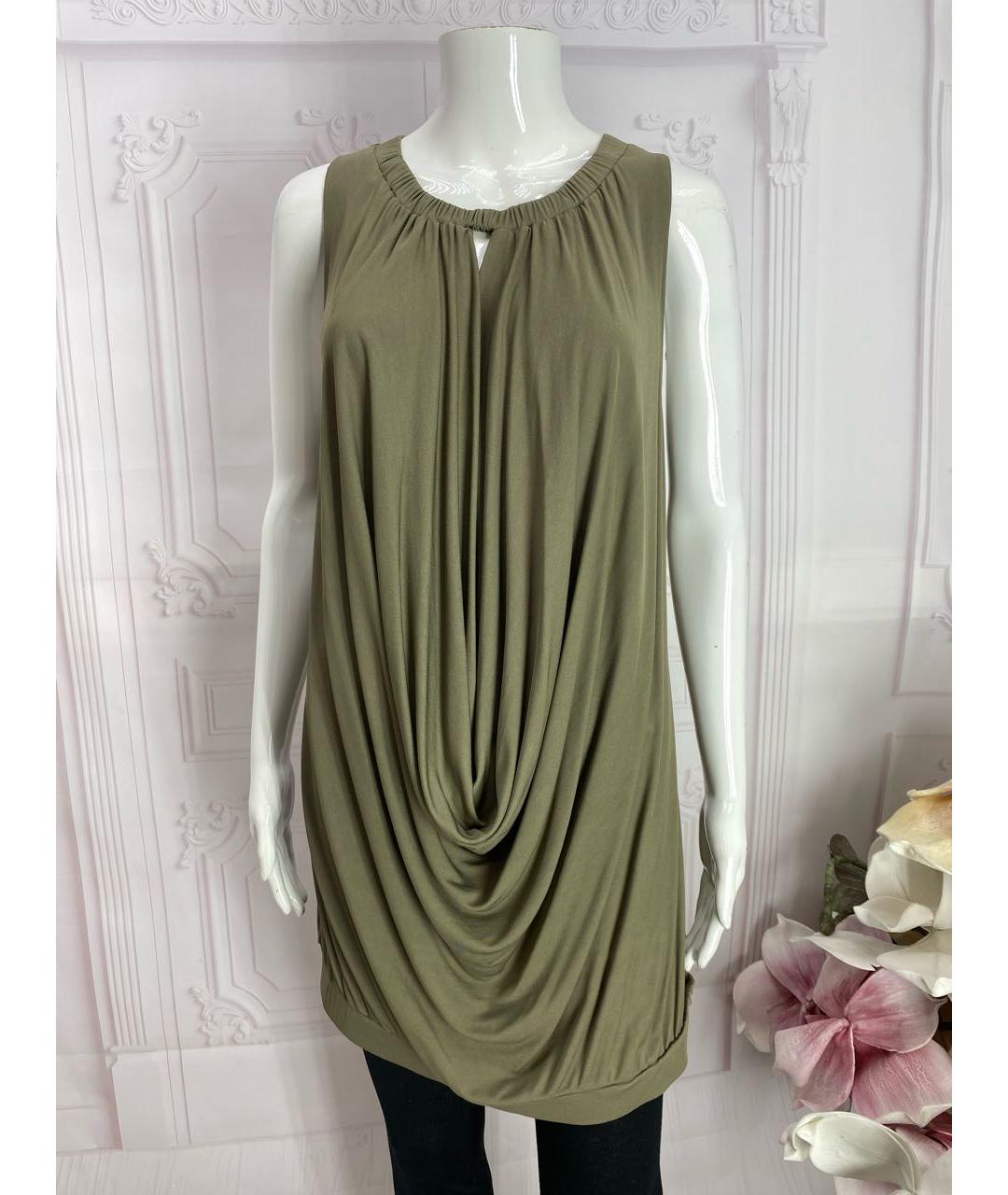 JO NO FUI Хаки вискозное коктейльное платье, фото 4