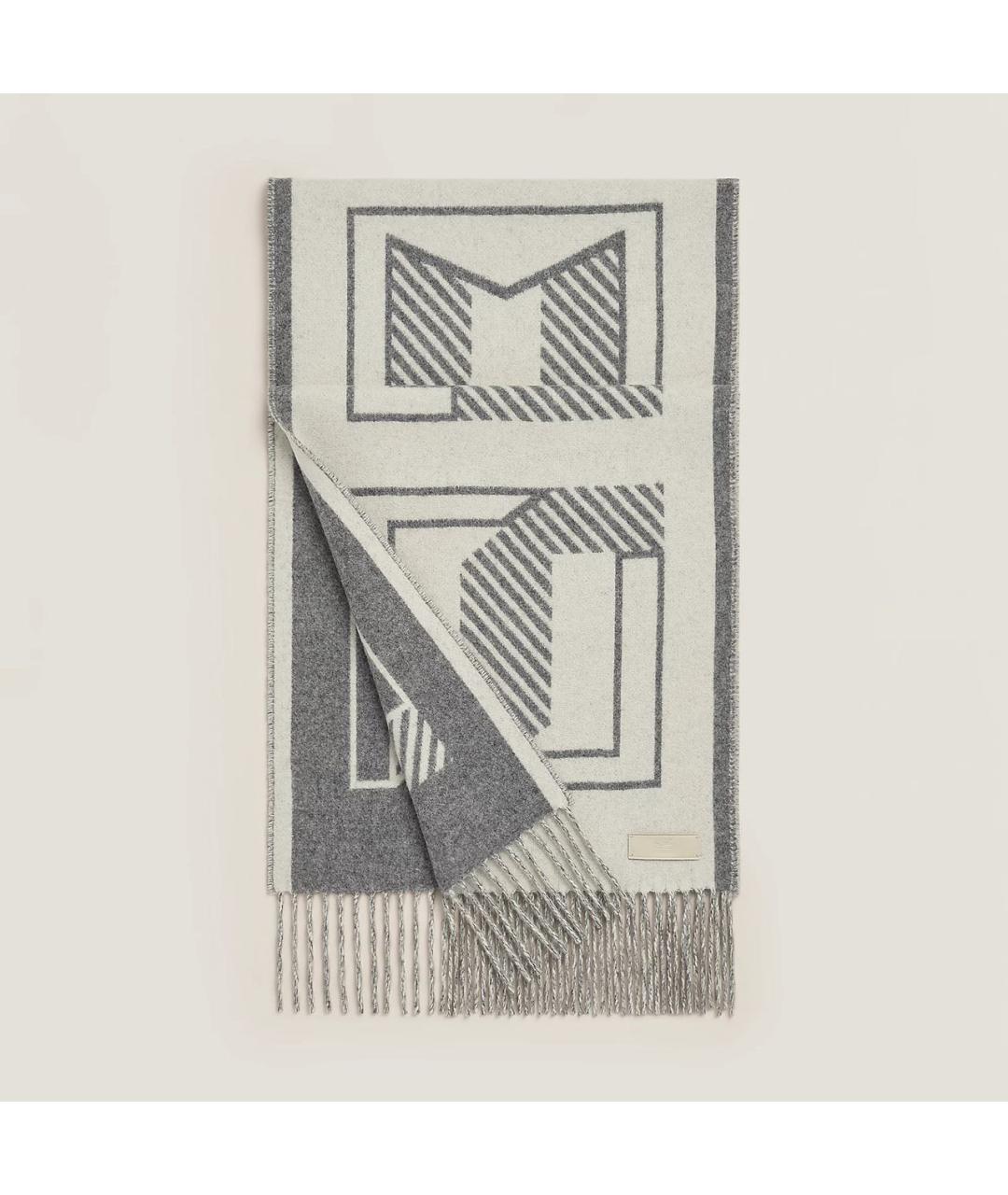 HERMES Серый кашемировый шарф, фото 4