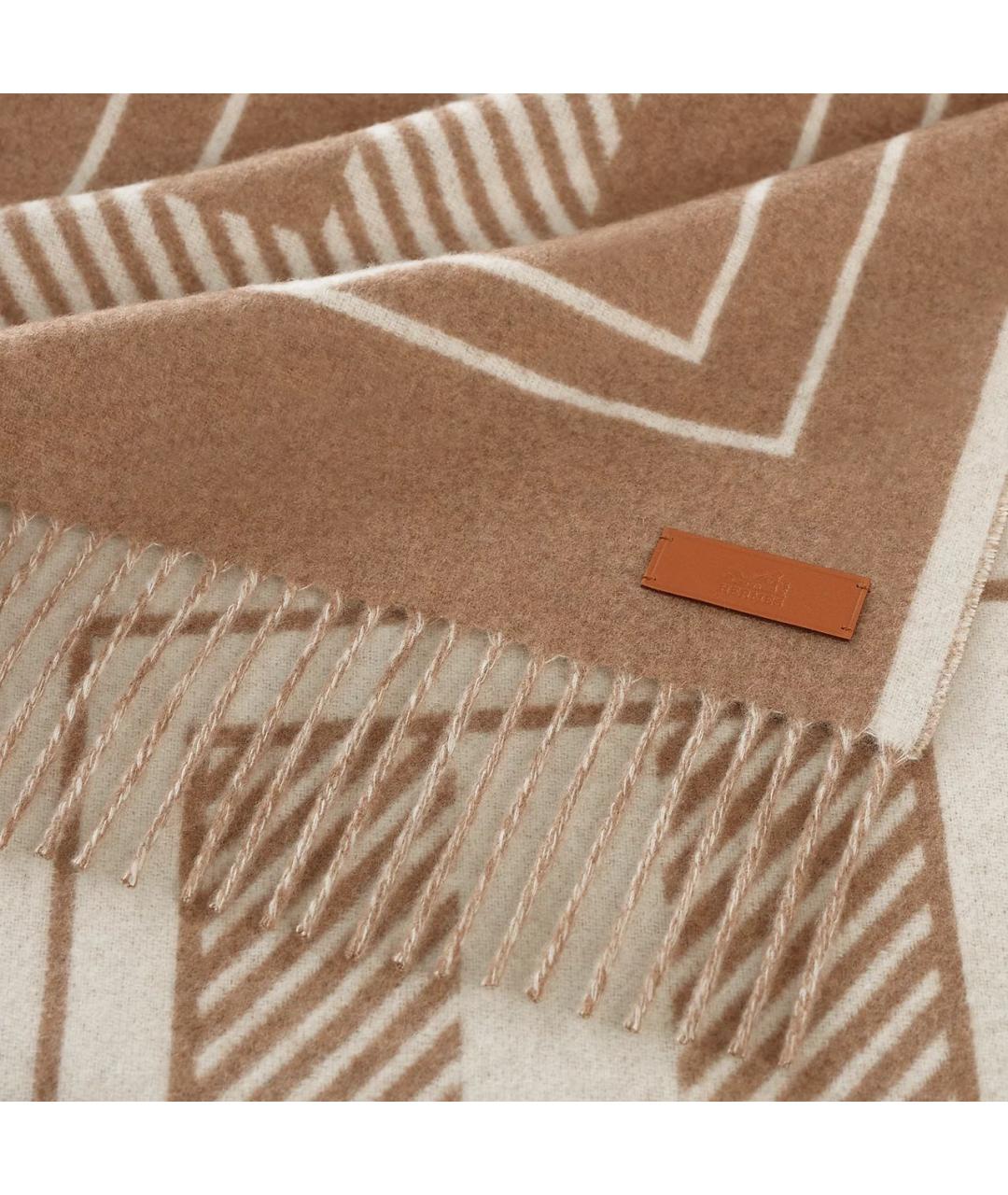 HERMES Бежевый кашемировый шарф, фото 3