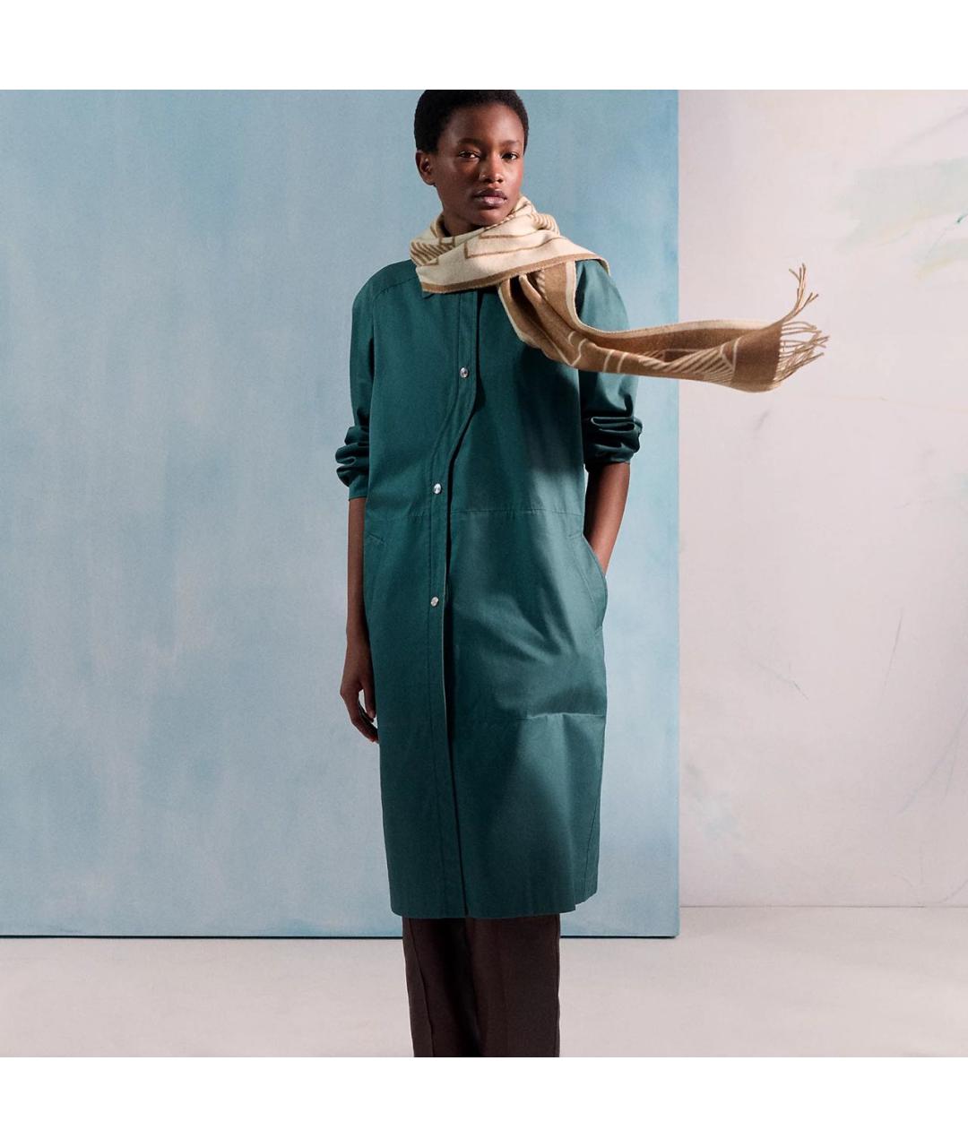 HERMES Бежевый кашемировый шарф, фото 2