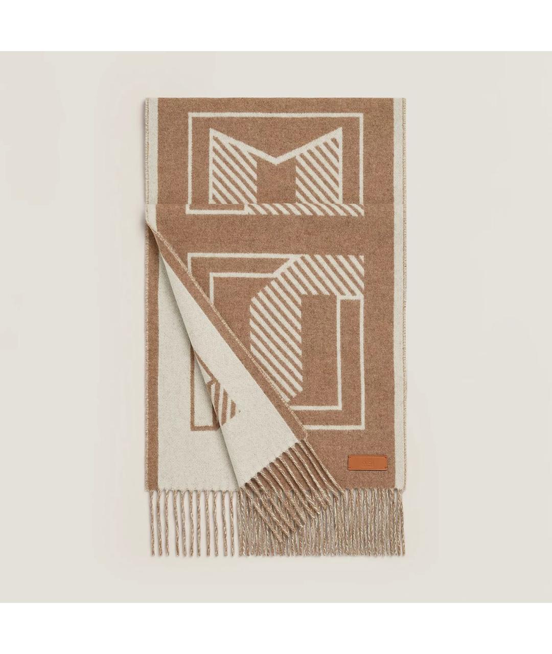 HERMES Бежевый кашемировый шарф, фото 4