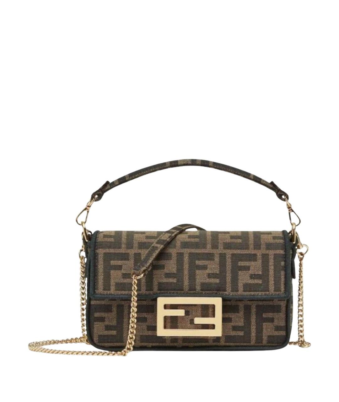 FENDI Коричневая кожаная сумка через плечо, фото 1