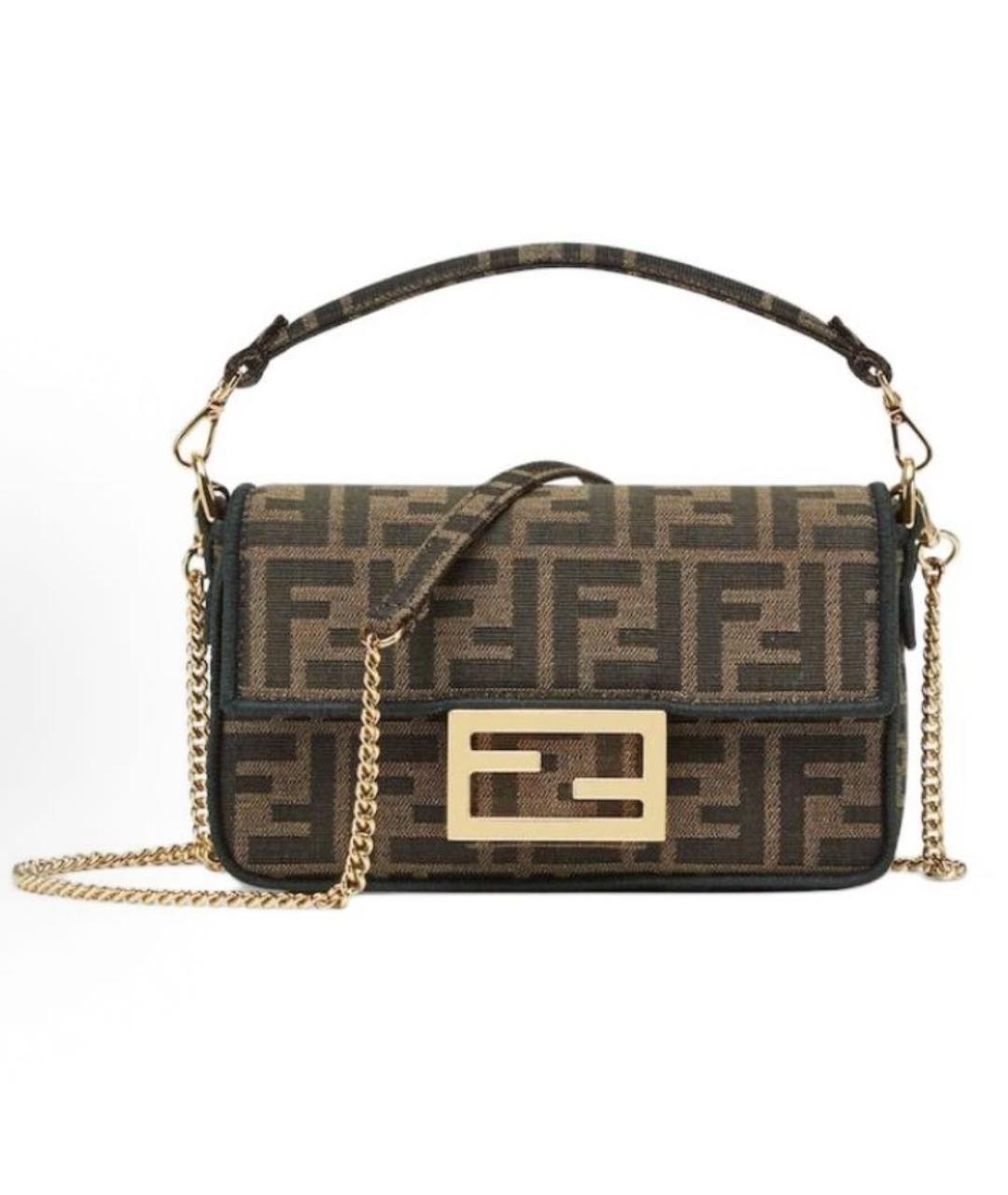 FENDI Коричневая кожаная сумка через плечо, фото 6