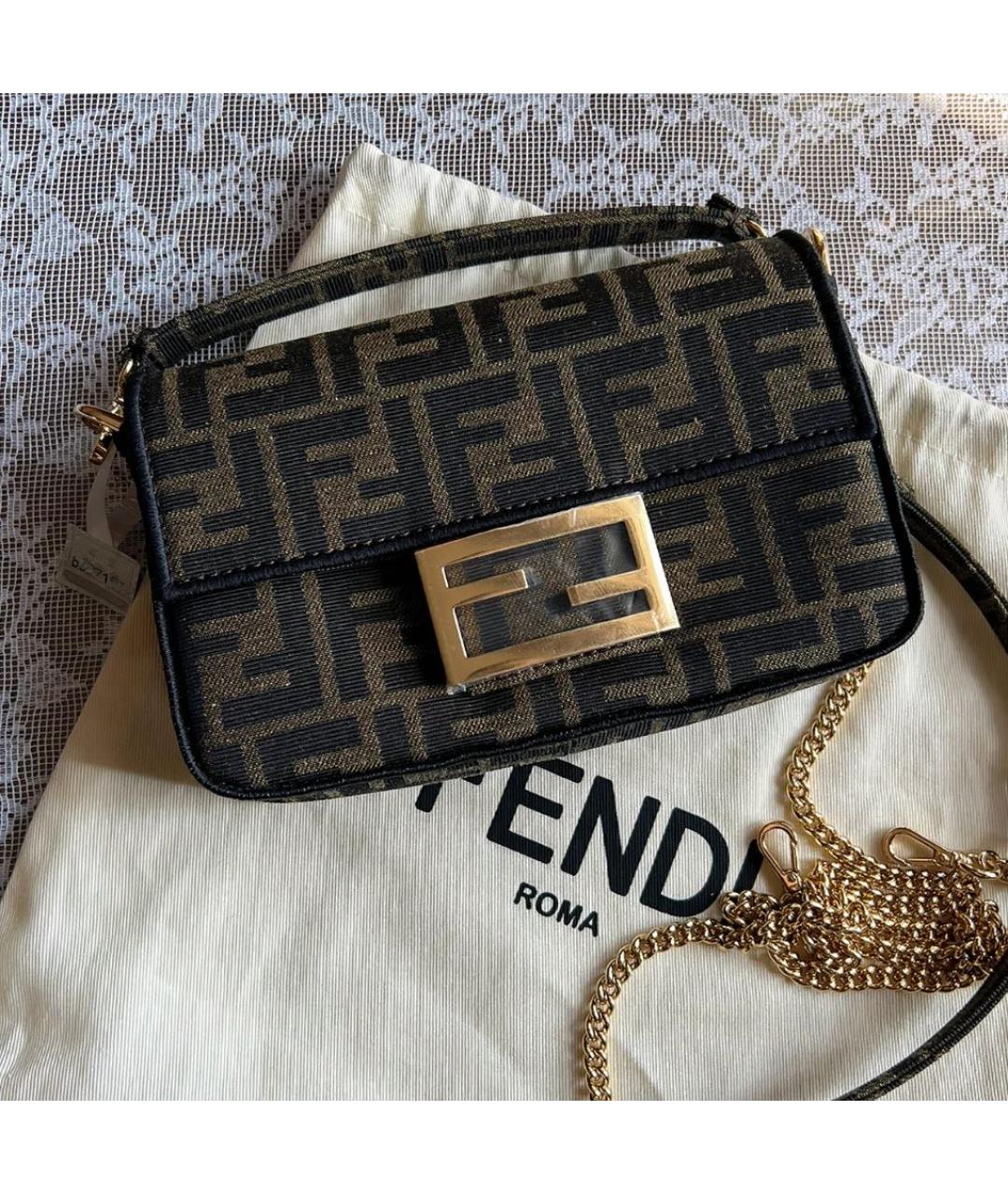 FENDI Коричневая кожаная сумка через плечо, фото 3