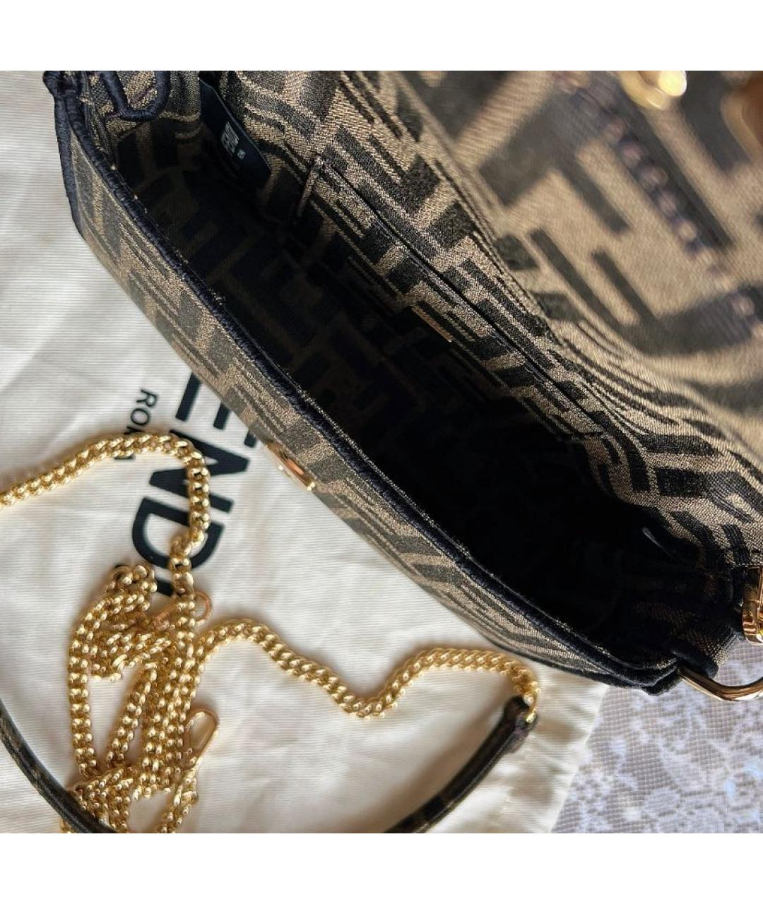 FENDI Коричневая кожаная сумка через плечо, фото 4