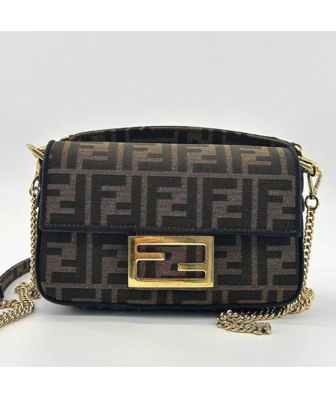 FENDI Коричневая кожаная сумка через плечо, фото 2