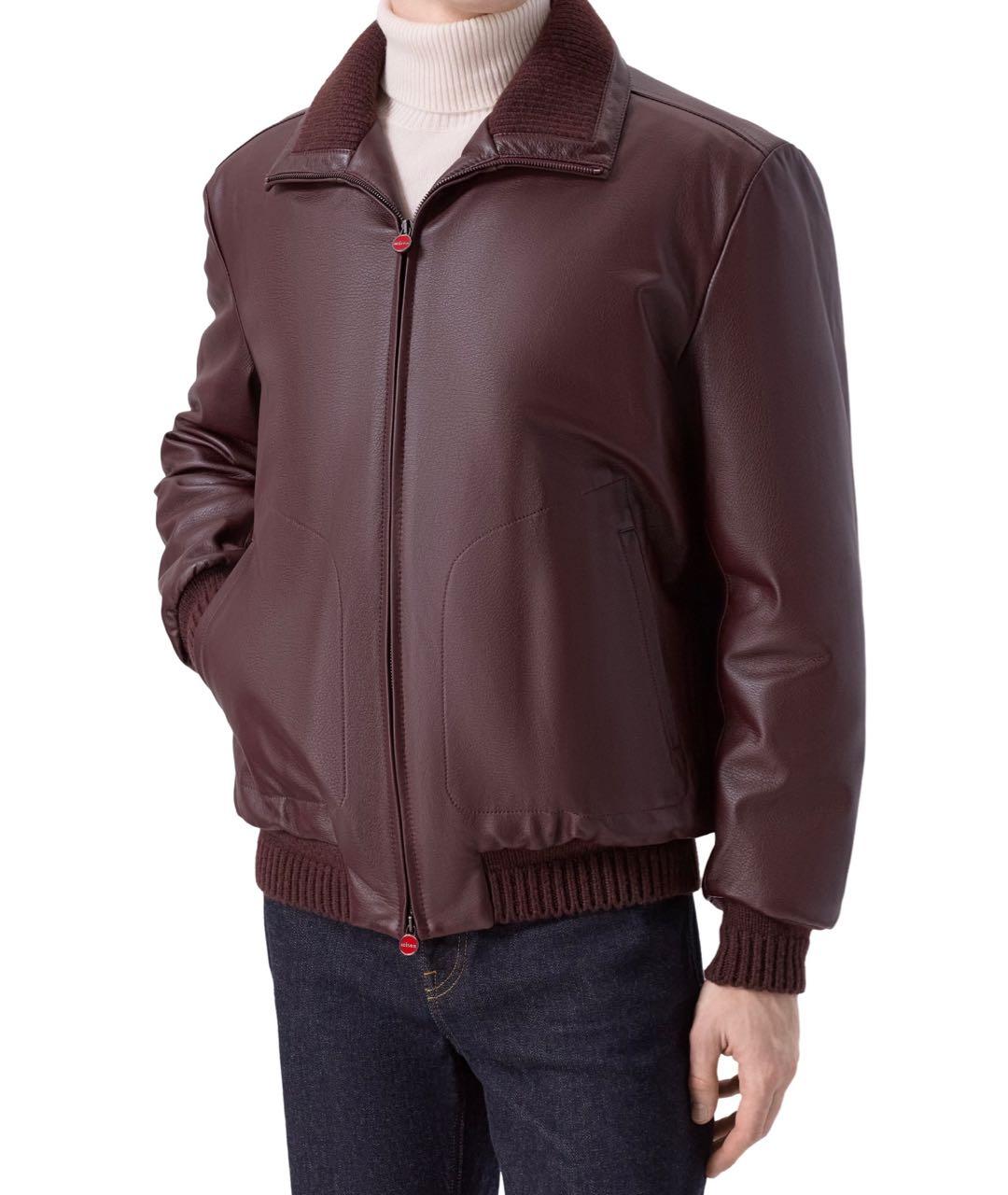 KITON Коричневая кожаная куртка, фото 2