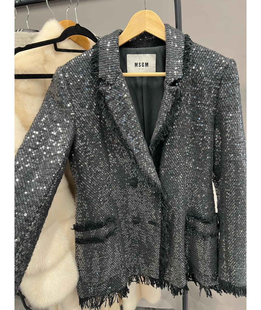 MSGM Черный хлопковый жакет/пиджак, фото 6