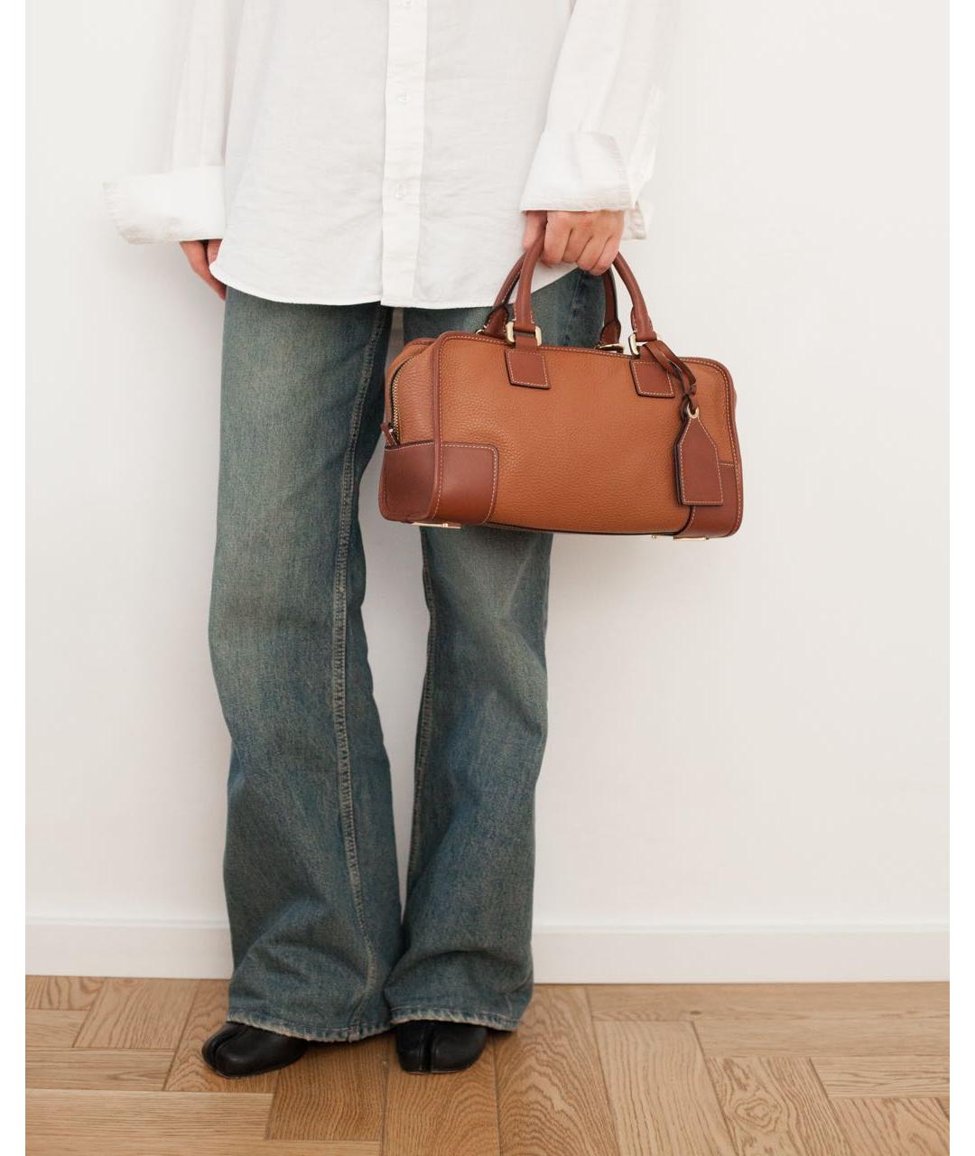 LOEWE Коричневая кожаная сумка через плечо, фото 3