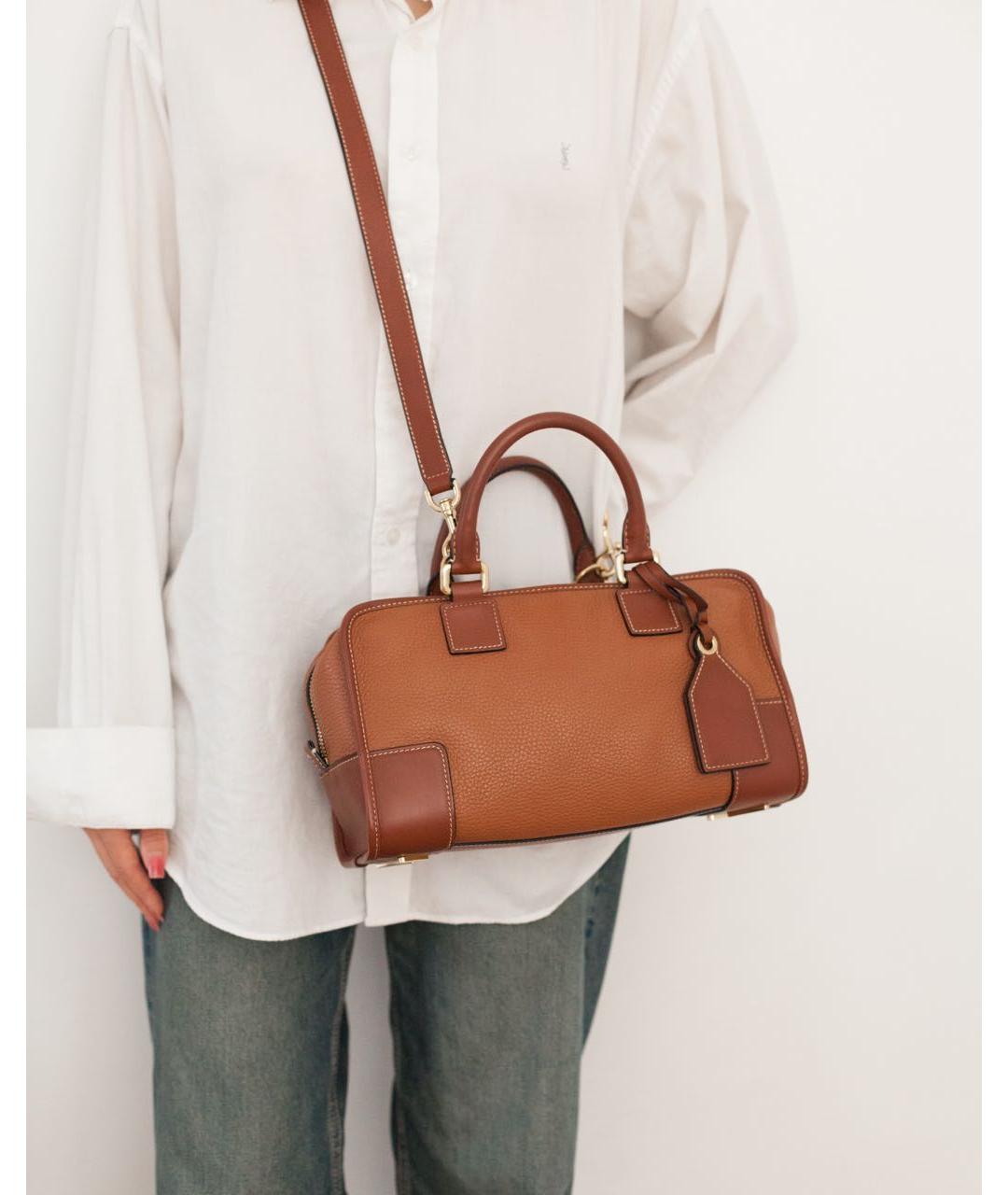 LOEWE Коричневая кожаная сумка через плечо, фото 4