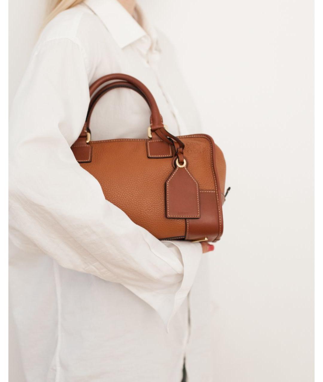 LOEWE Коричневая кожаная сумка через плечо, фото 2