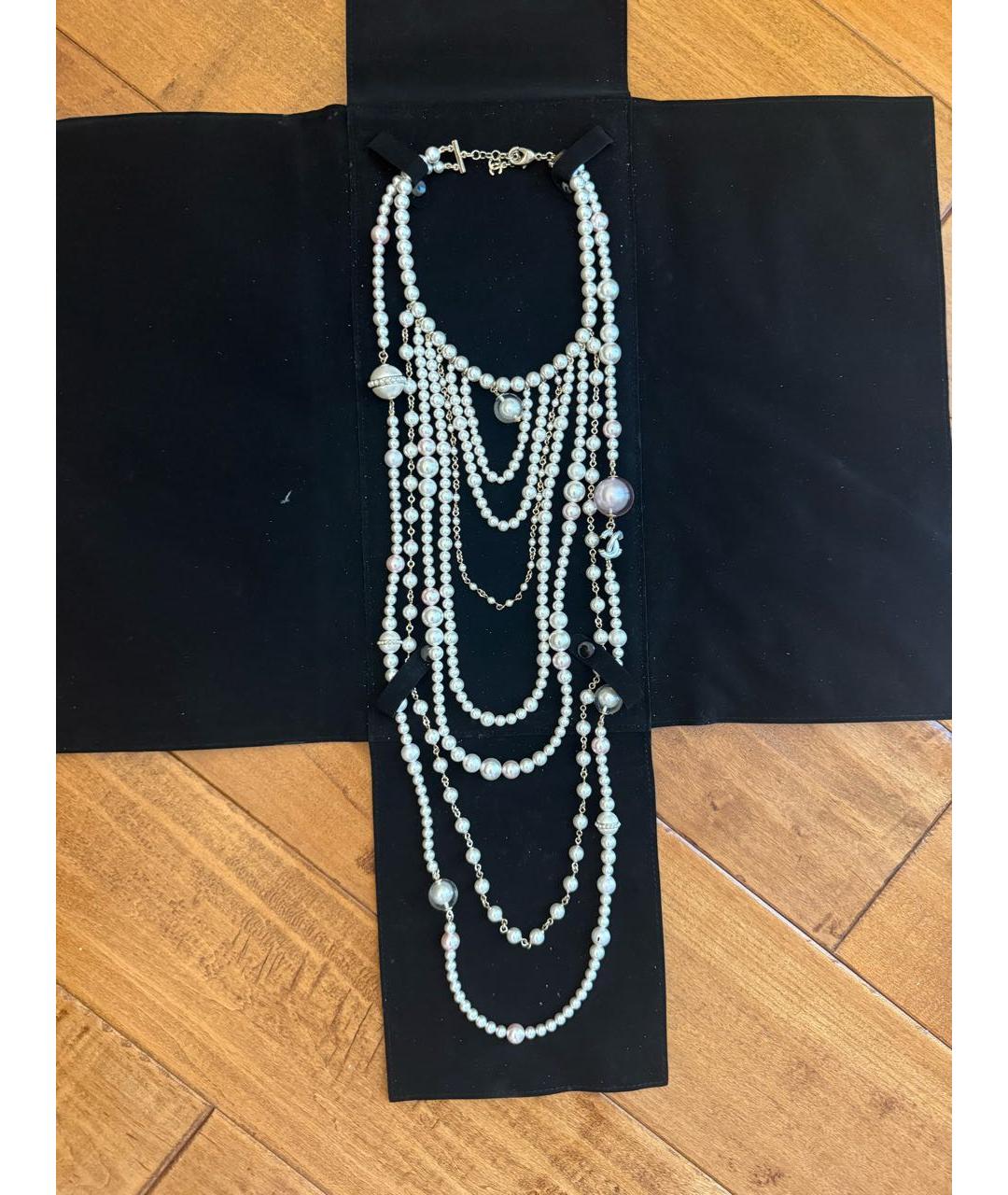 CHANEL Белое металлическое колье, фото 2