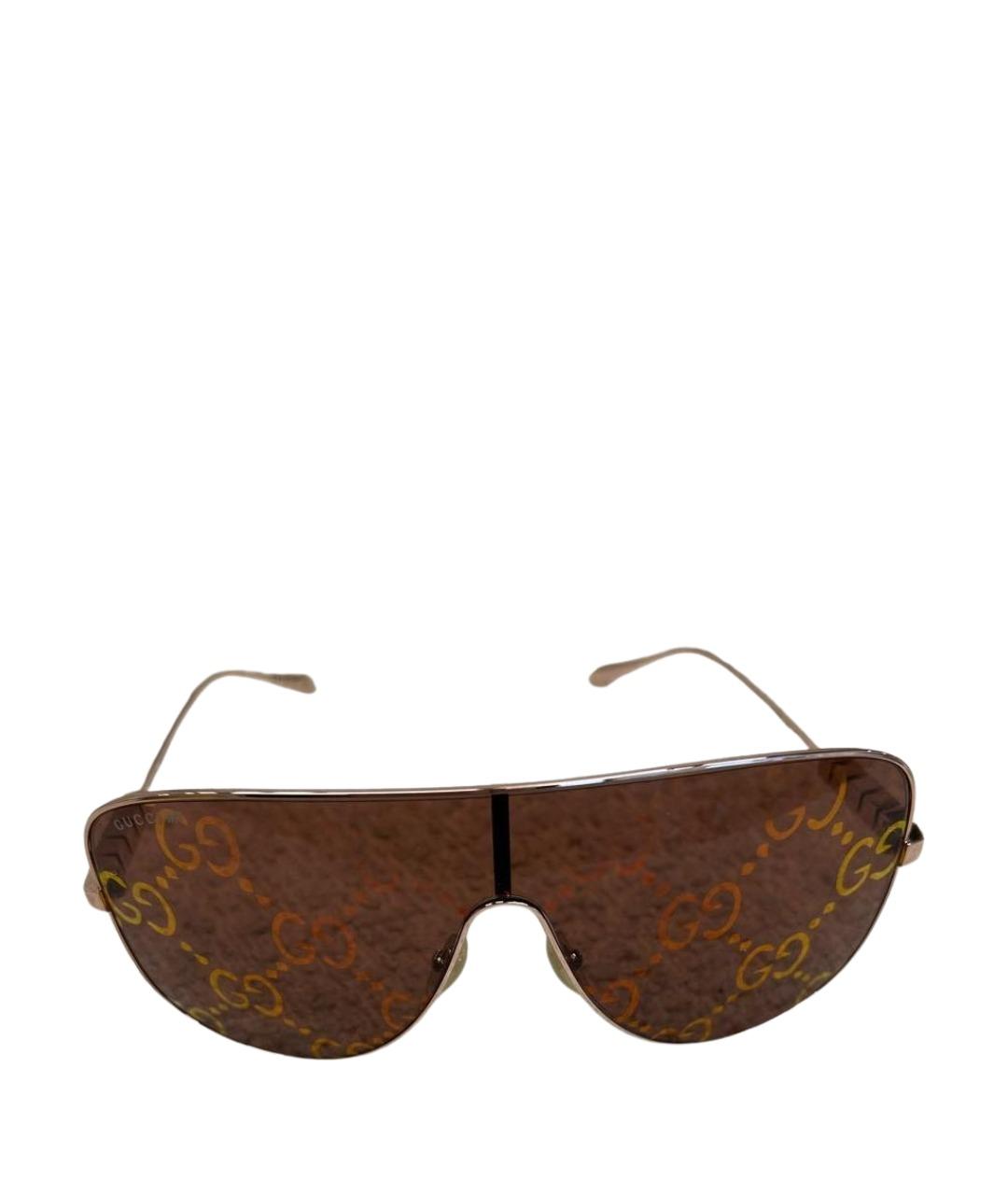 GUCCI Коричневые металлические солнцезащитные очки, фото 1