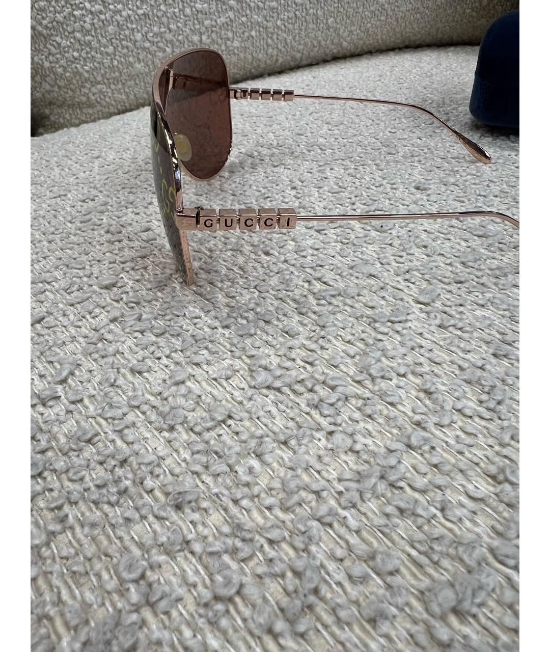 GUCCI Коричневые металлические солнцезащитные очки, фото 3