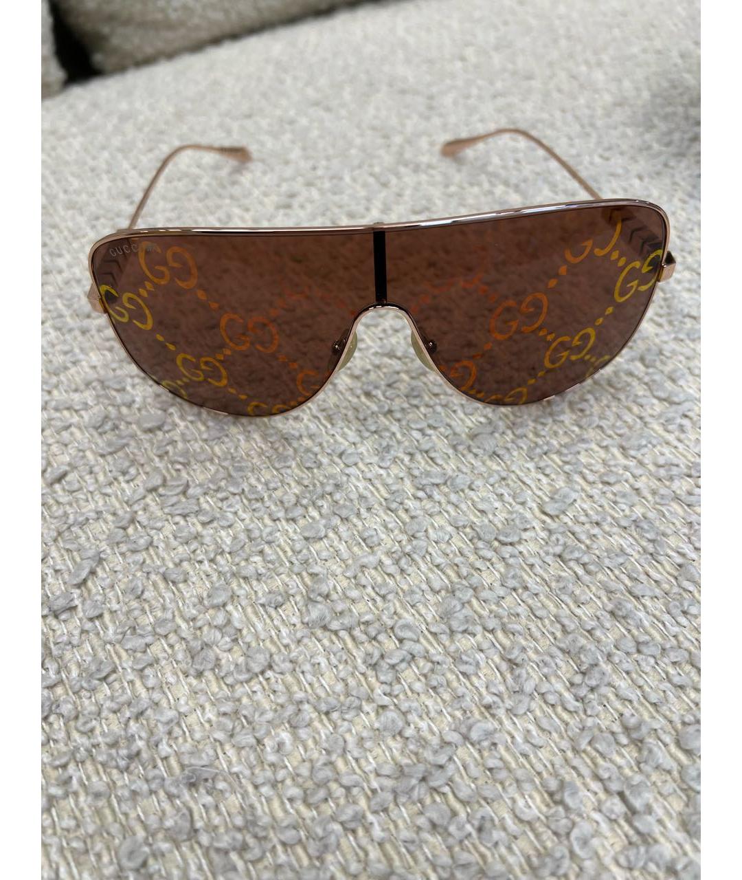 GUCCI Коричневые металлические солнцезащитные очки, фото 2