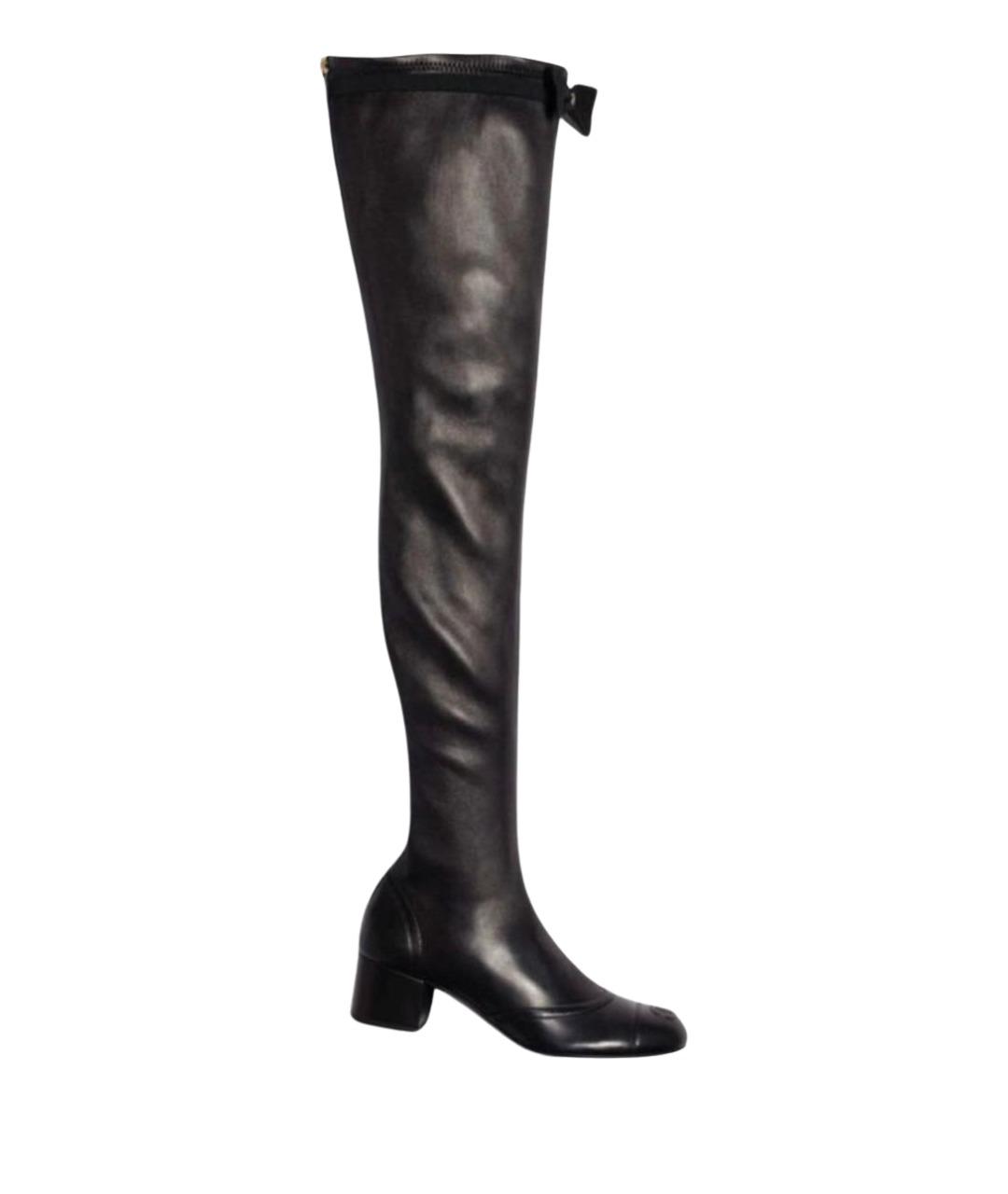 CHANEL Черные кожаные ботфорты, фото 1