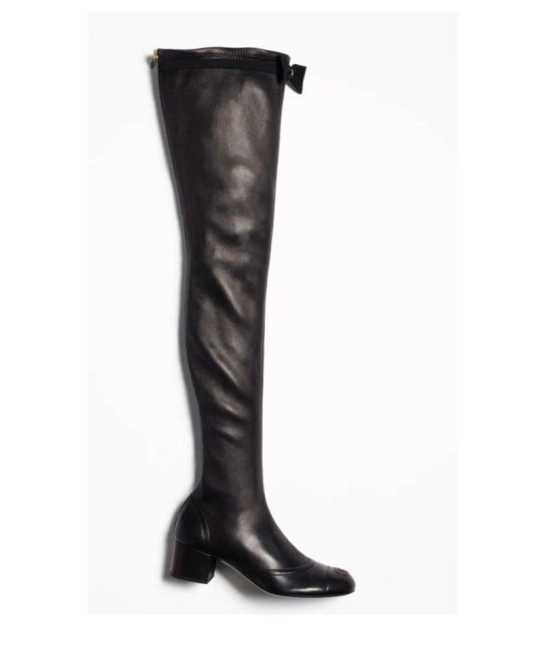 CHANEL Черные кожаные ботфорты, фото 7