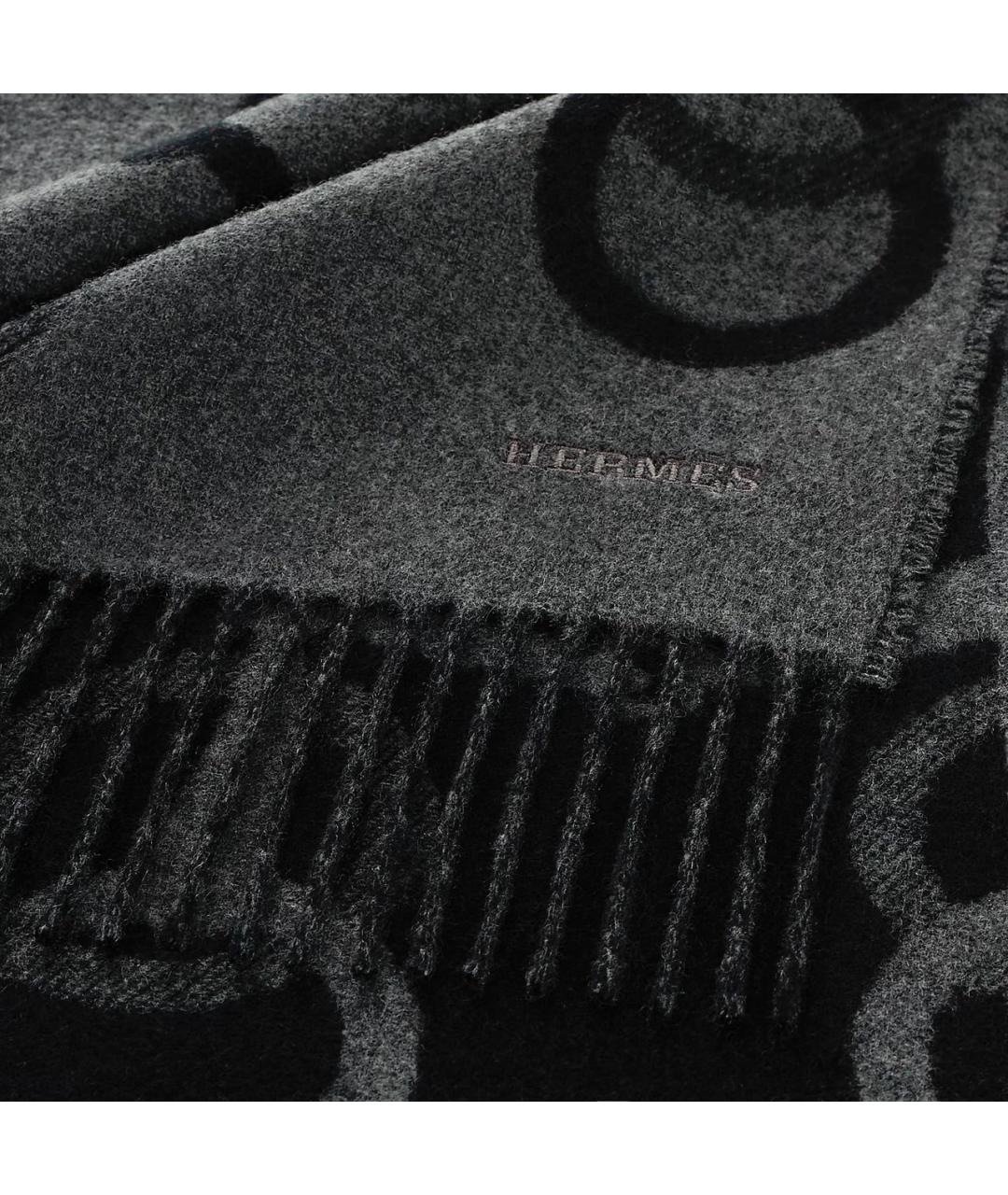 HERMES Антрацитовый кашемировый шарф, фото 3