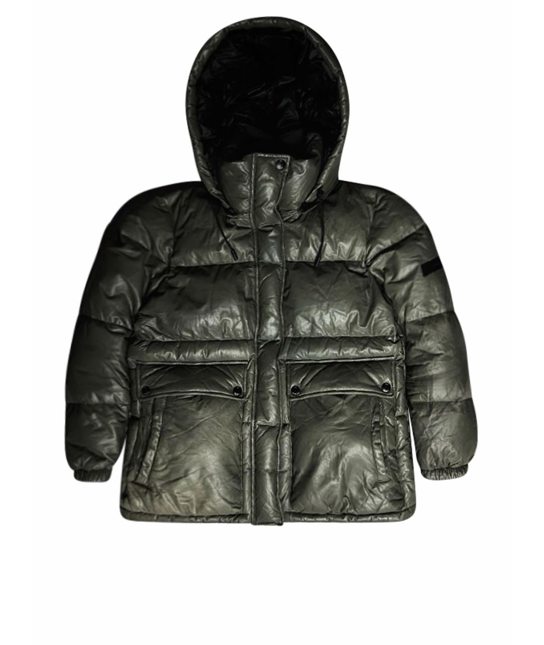 ARMY YVES SALOMON Зеленый кожаный пуховик, фото 1