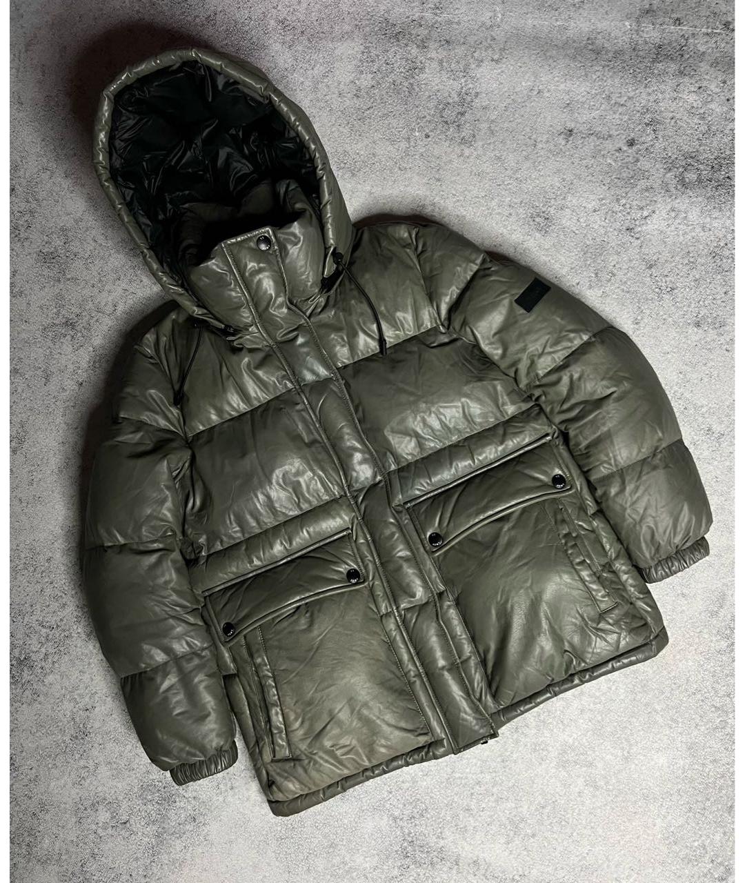 ARMY YVES SALOMON Зеленый кожаный пуховик, фото 9