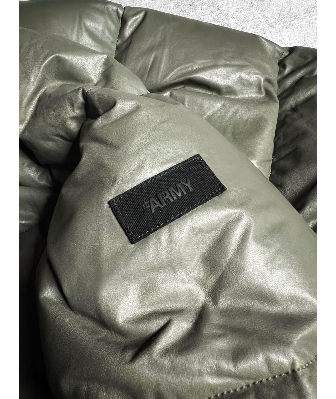 ARMY YVES SALOMON Зеленый кожаный пуховик, фото 8