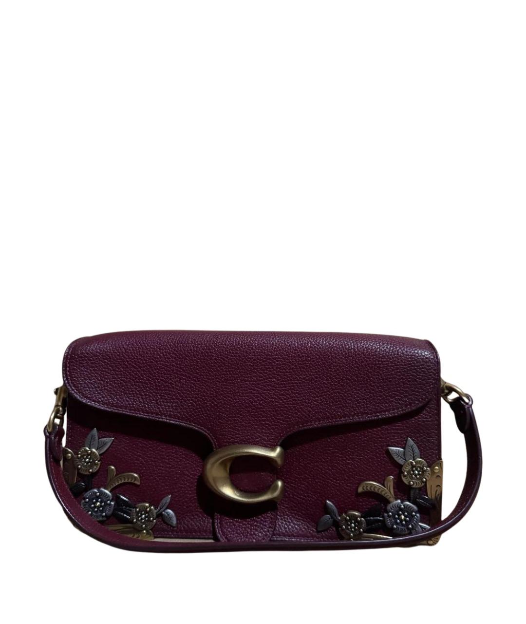 COACH Бордовая кожаная сумка с короткими ручками, фото 1