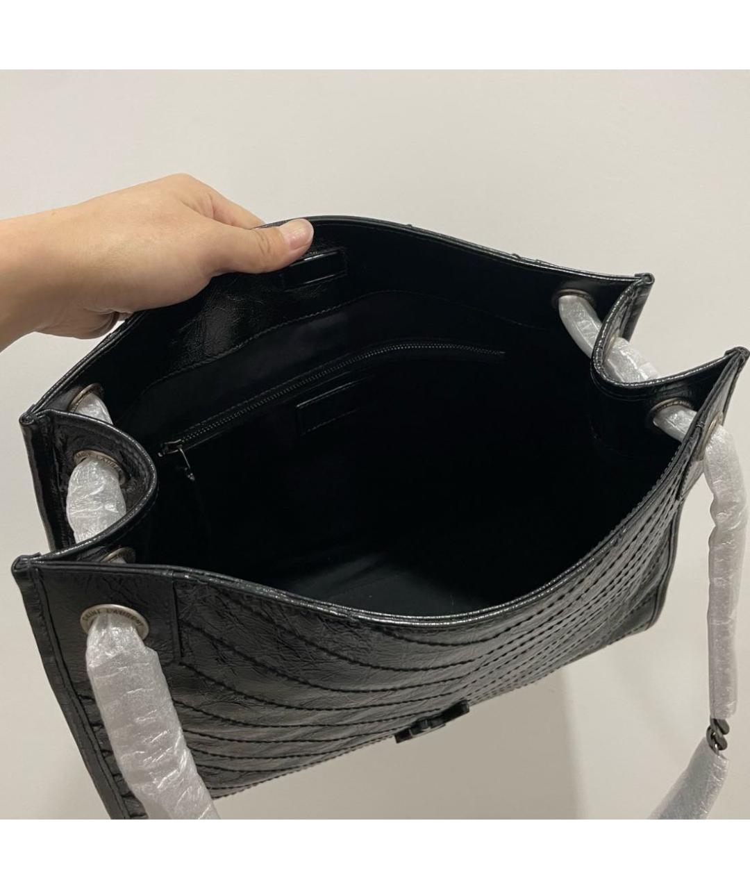 SAINT LAURENT Черная кожаная сумка через плечо, фото 5