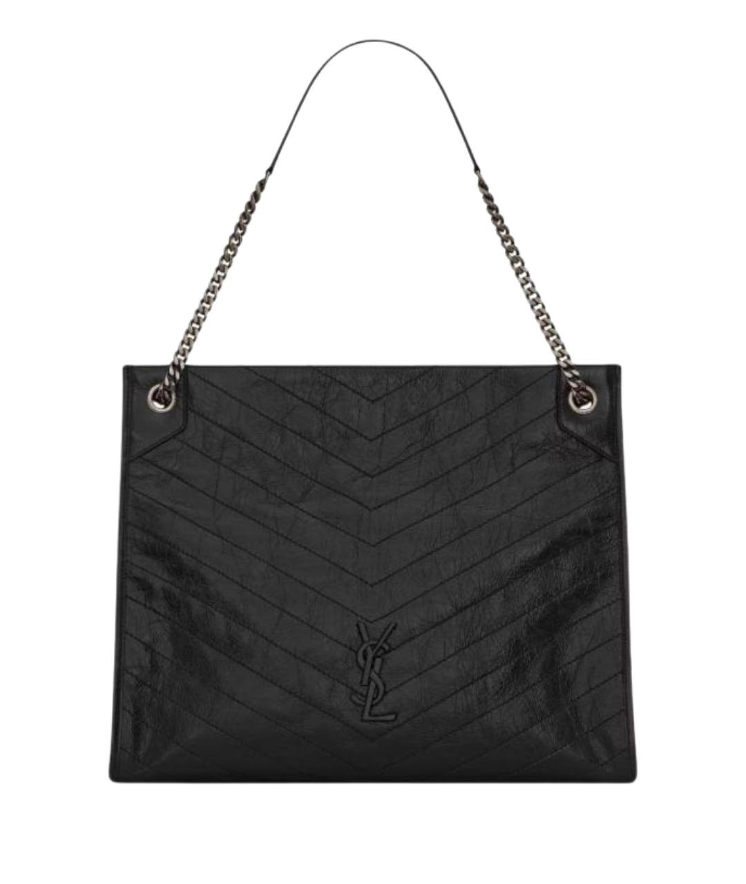 SAINT LAURENT Черная кожаная сумка через плечо, фото 1