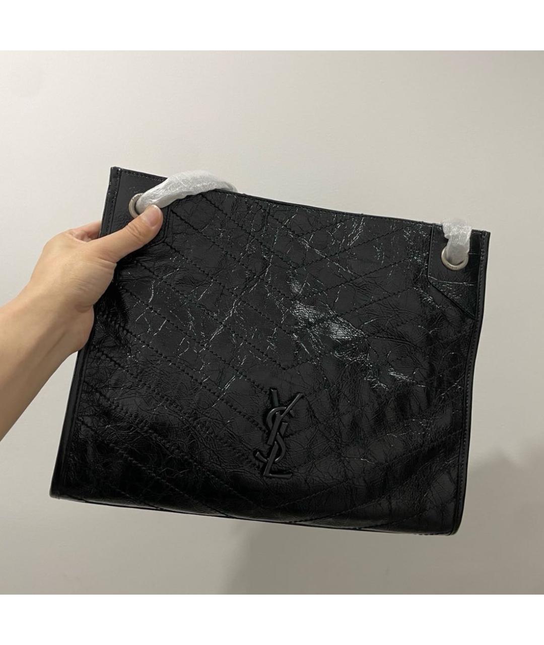 SAINT LAURENT Черная кожаная сумка через плечо, фото 2