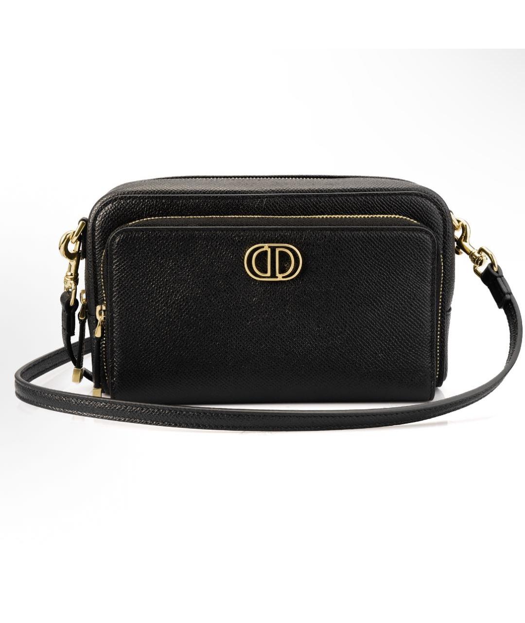 CHRISTIAN DIOR Черная кожаная сумка на плечо, фото 9