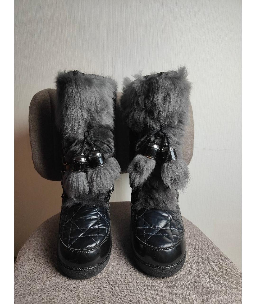 CHRISTIAN DIOR Черные текстильные сапоги, фото 2