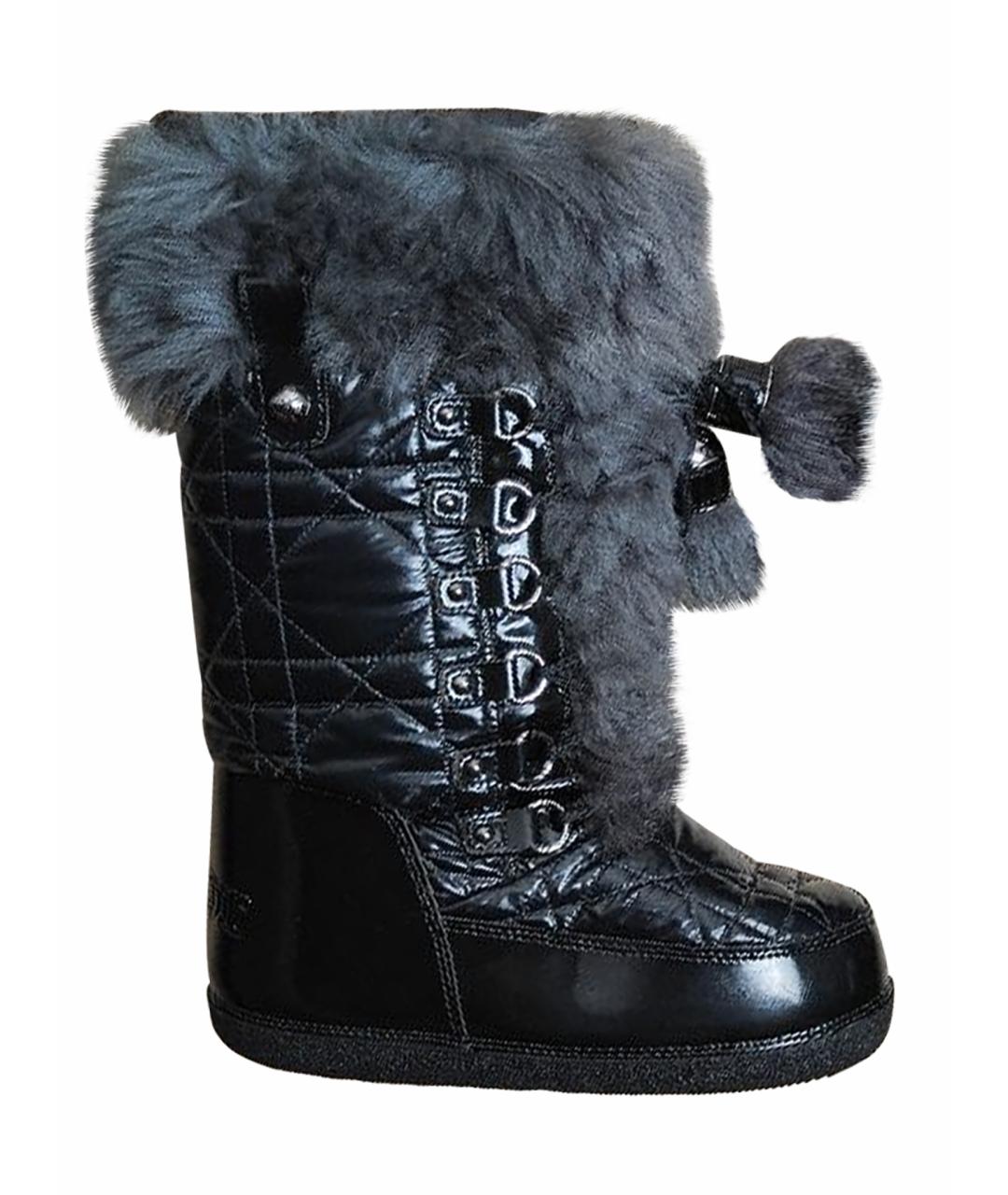 CHRISTIAN DIOR Черные текстильные сапоги, фото 1