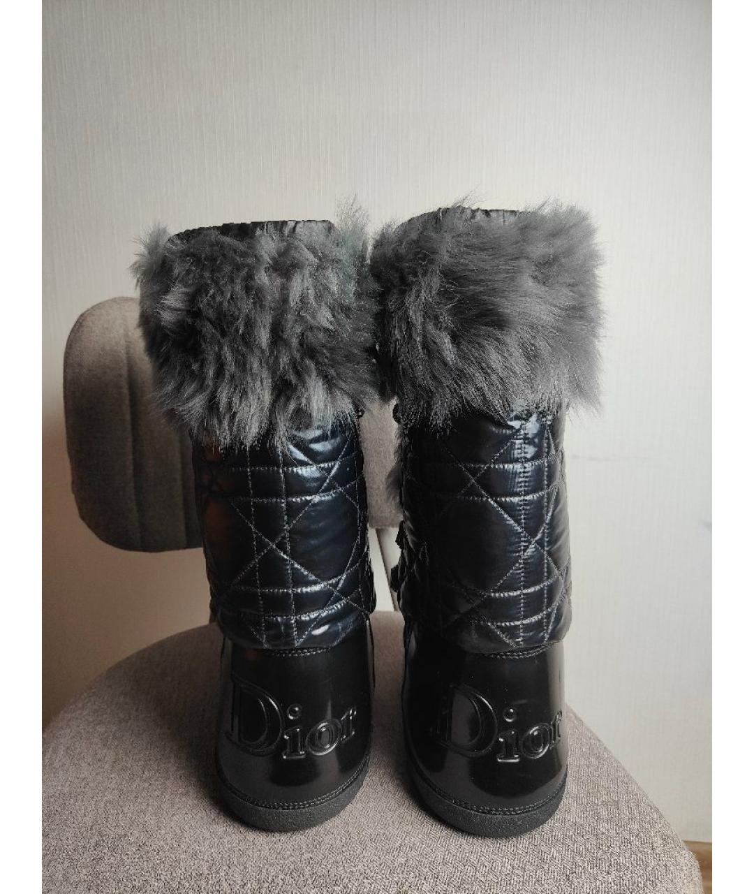 CHRISTIAN DIOR Черные текстильные сапоги, фото 4