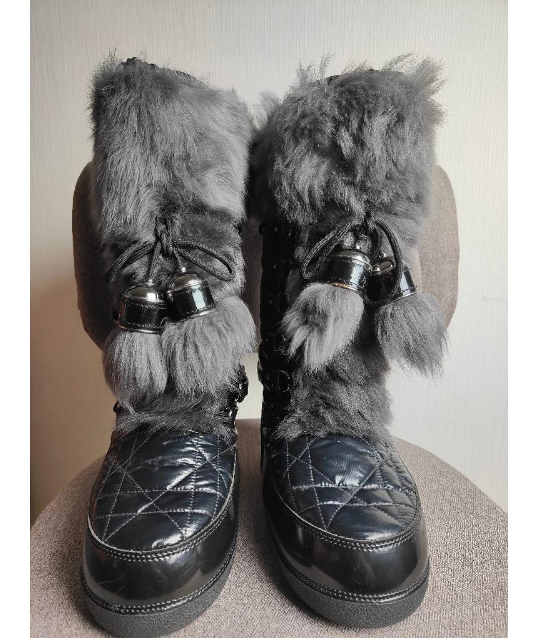 CHRISTIAN DIOR Черные текстильные сапоги, фото 5