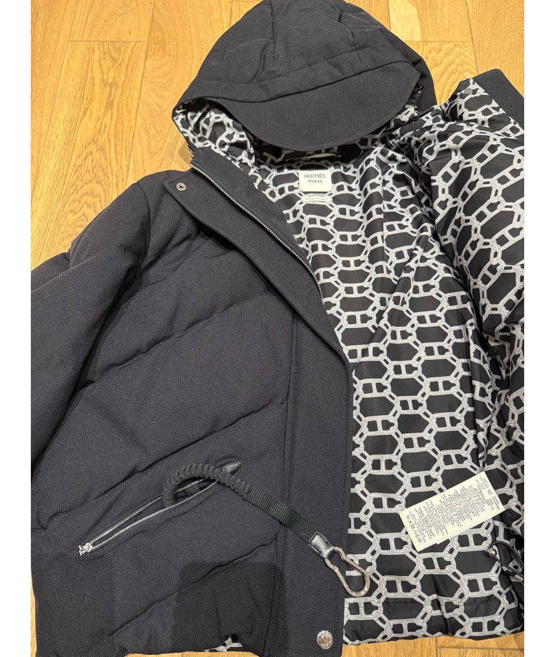 HERMES Черный полиэстеровый пуховик, фото 6