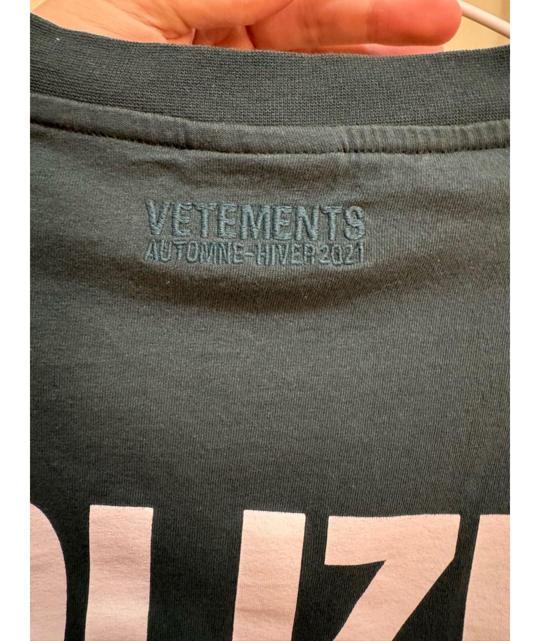 VETEMENTS Антрацитовая хлопковая футболка, фото 3