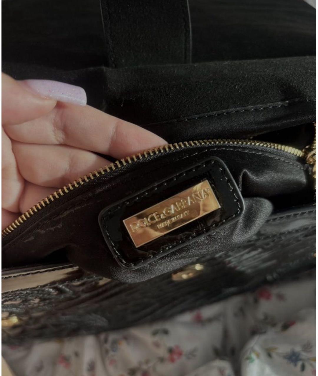 DOLCE&GABBANA Черная кожаная сумка через плечо, фото 3