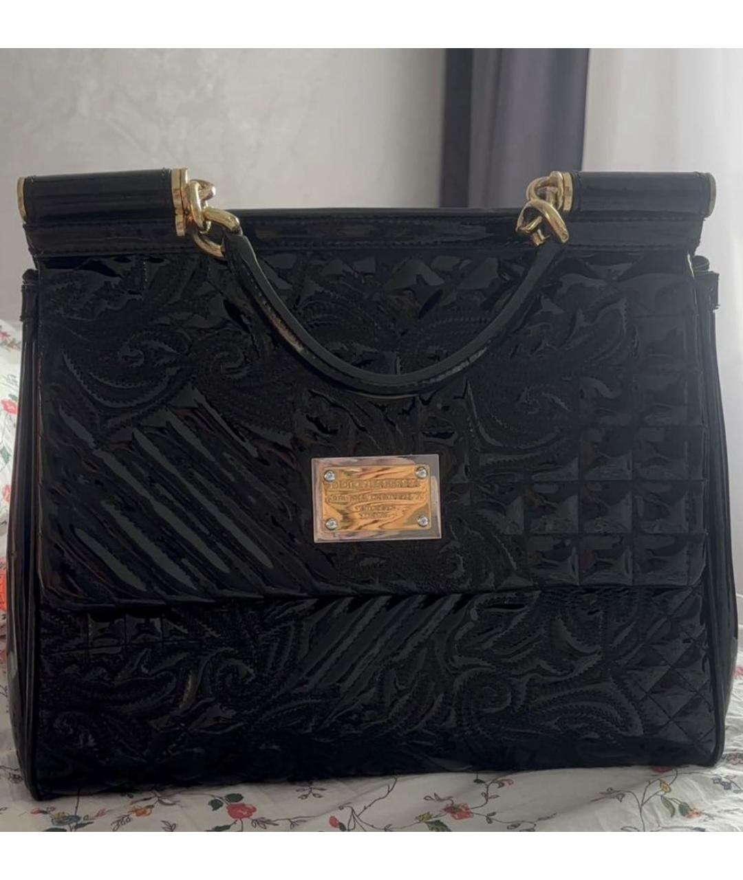 DOLCE&GABBANA Черная кожаная сумка через плечо, фото 2