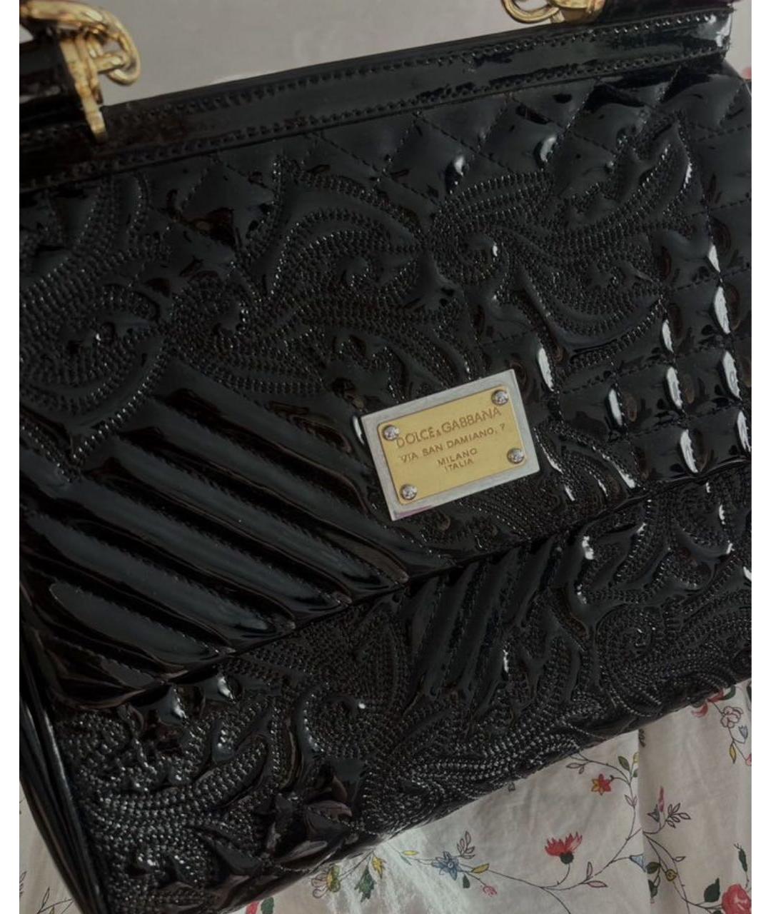 DOLCE&GABBANA Черная кожаная сумка через плечо, фото 5