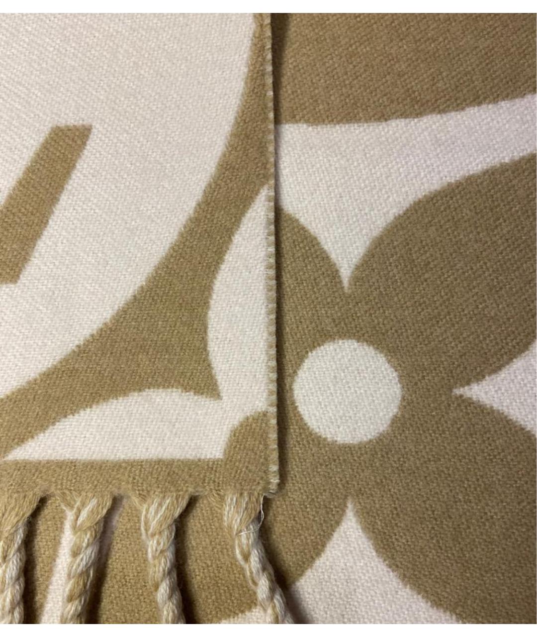 LOUIS VUITTON Бежевый шерстяной шарф, фото 2