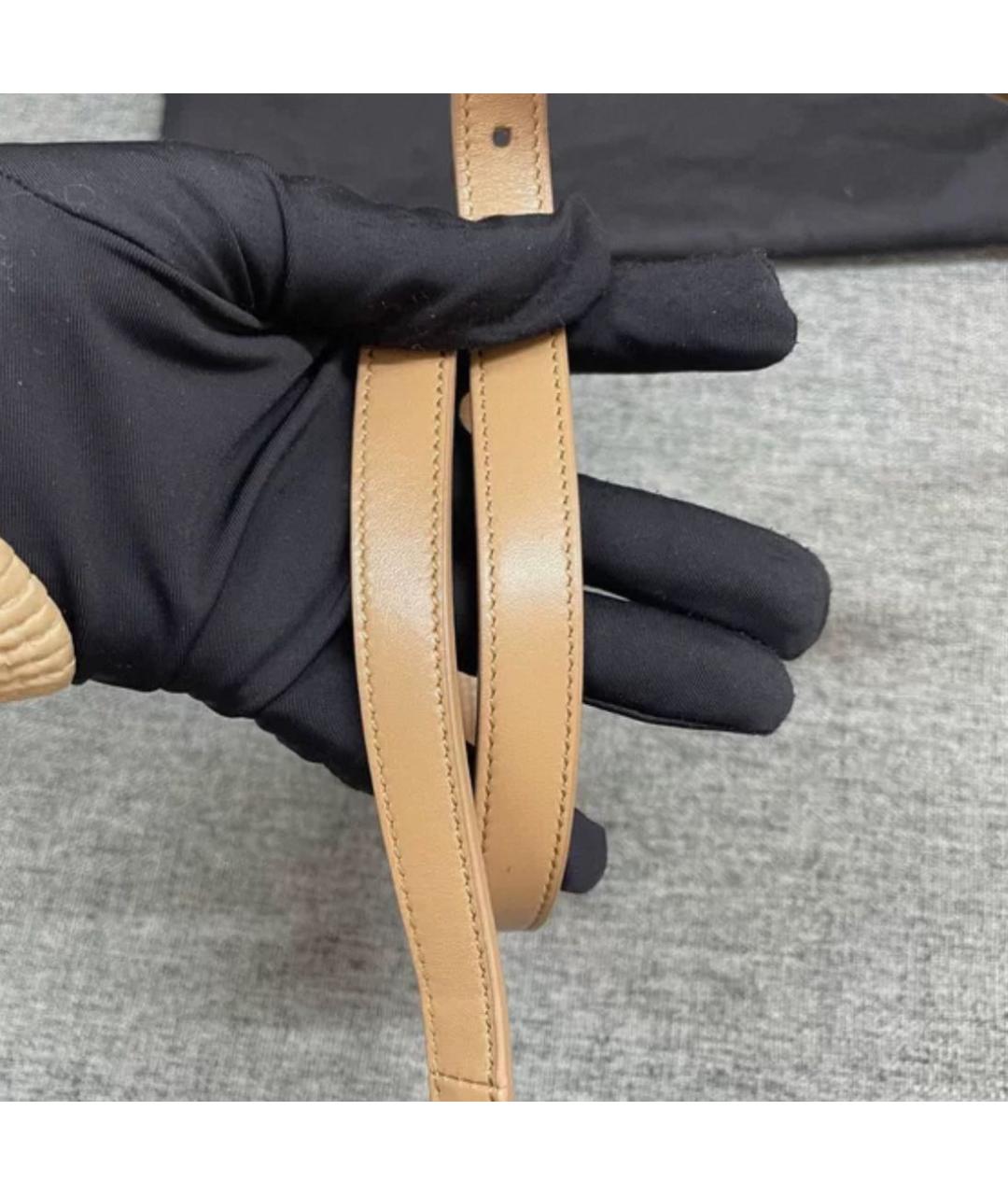 SAINT LAURENT Бежевая кожаная сумка через плечо, фото 8