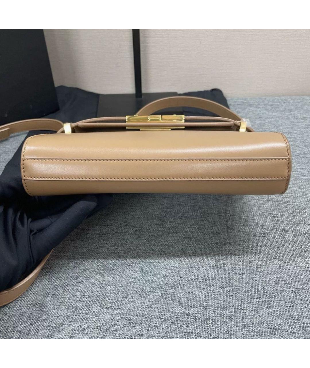 SAINT LAURENT Бежевая кожаная сумка через плечо, фото 6