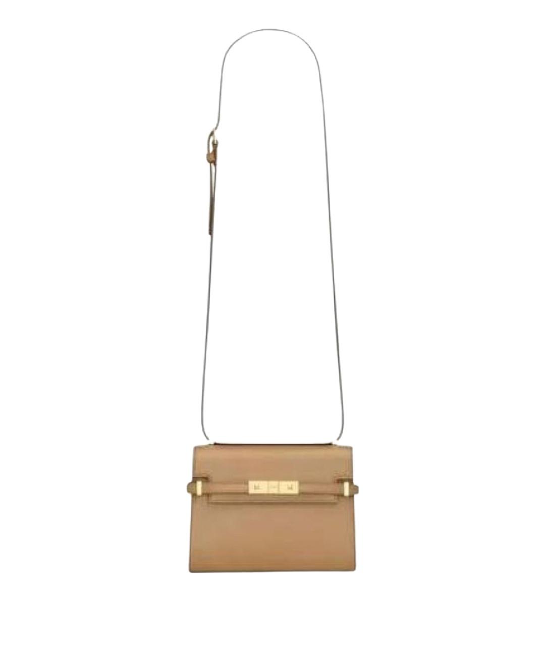 SAINT LAURENT Бежевая кожаная сумка через плечо, фото 10