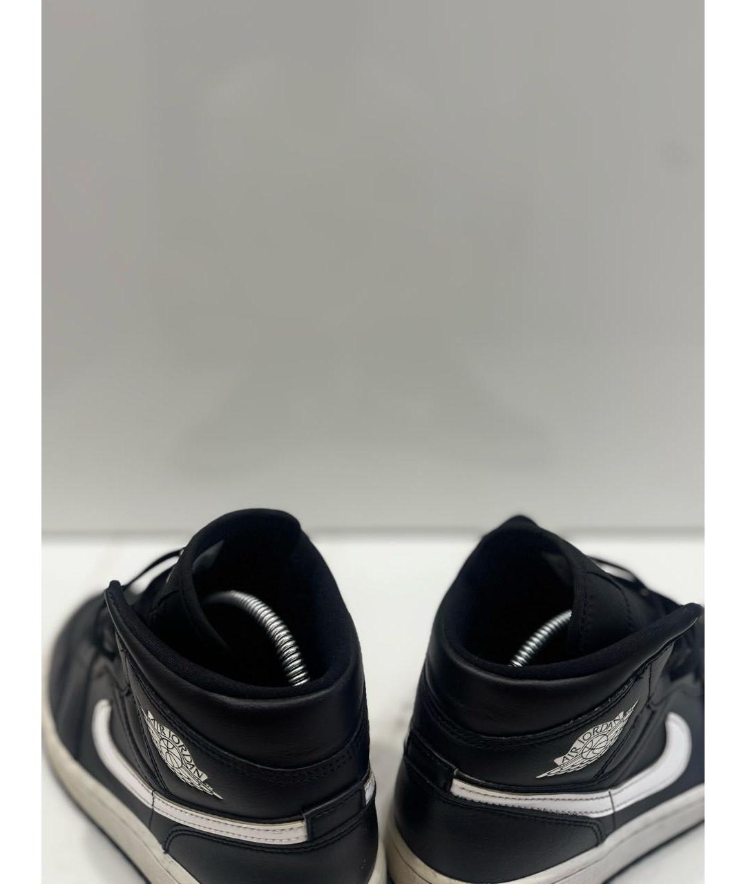 JORDAN Черные кожаные высокие кроссовки / кеды, фото 3