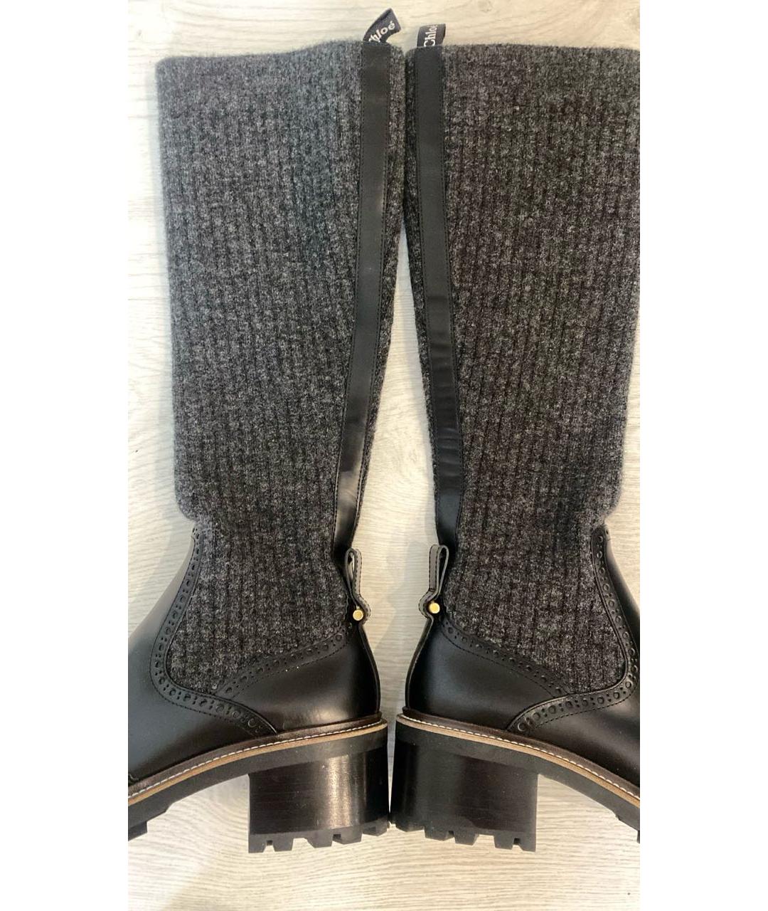 CHLOE Черные кожаные сапоги, фото 7
