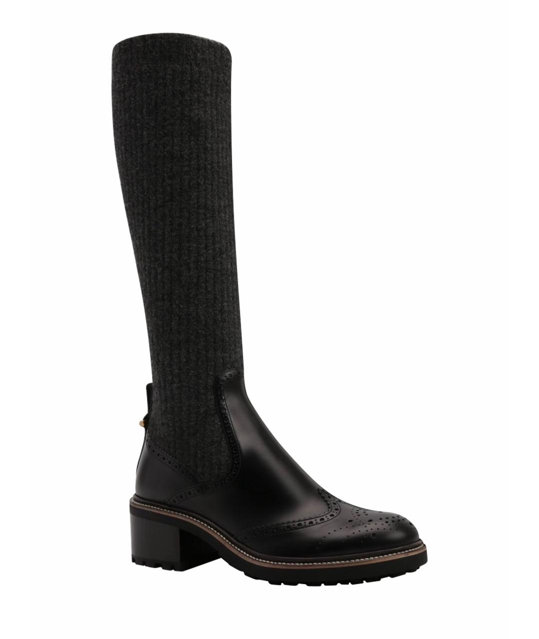 CHLOE Черные кожаные сапоги, фото 1