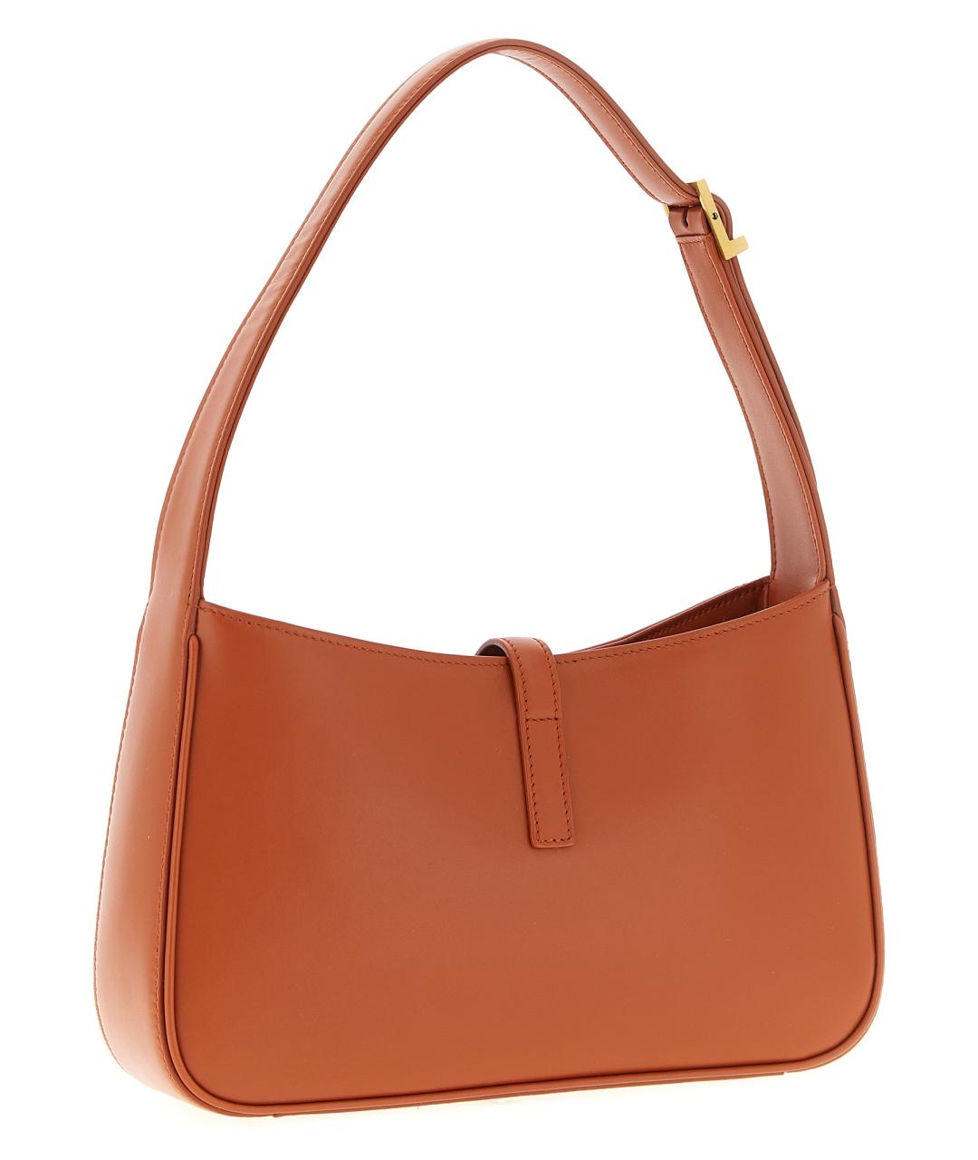 SAINT LAURENT Оранжевая кожаная сумка с короткими ручками, фото 2