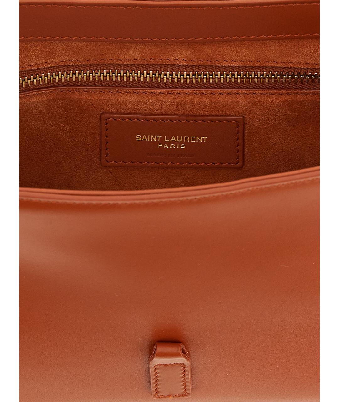 SAINT LAURENT Оранжевая кожаная сумка с короткими ручками, фото 4