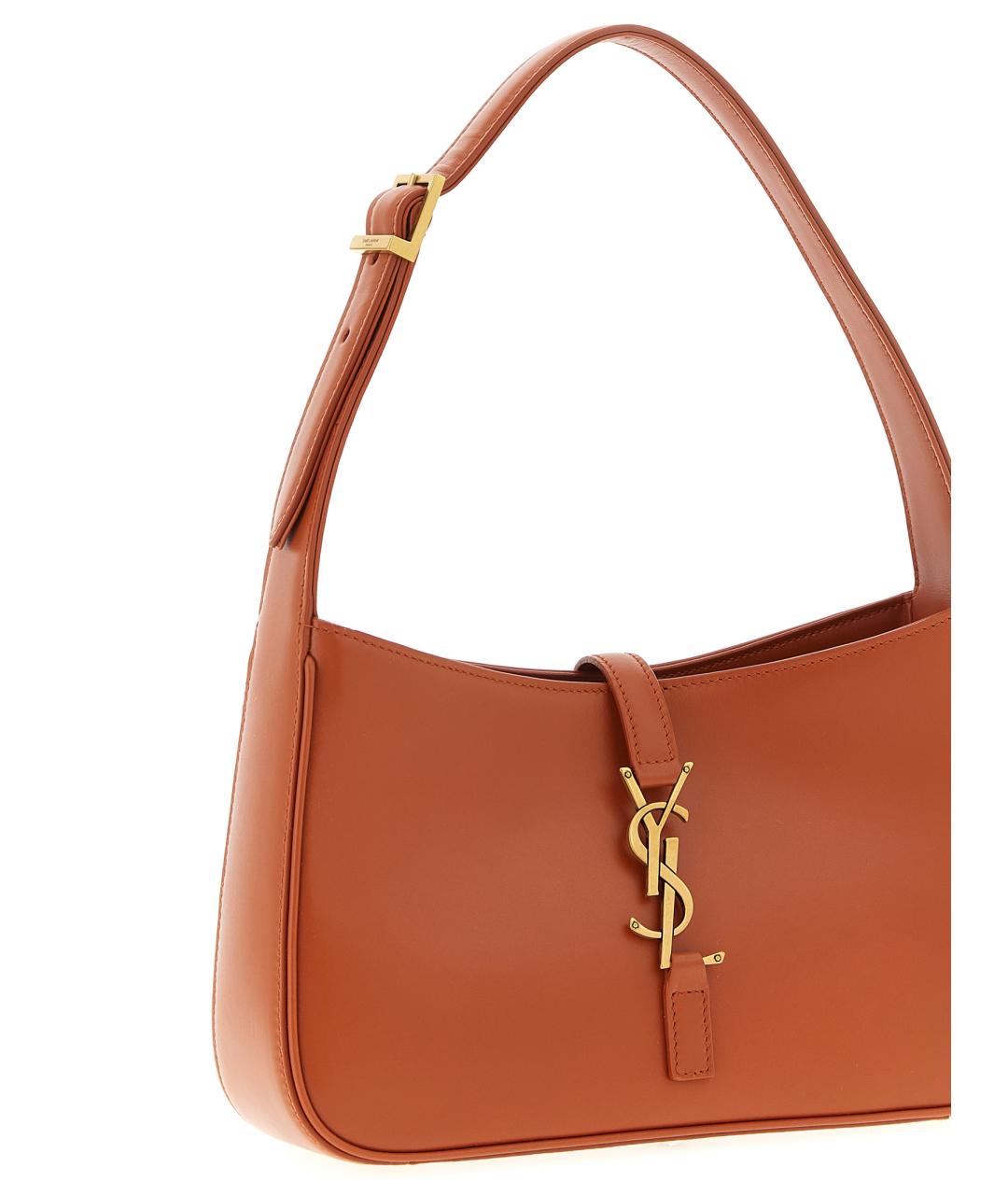 SAINT LAURENT Оранжевая кожаная сумка с короткими ручками, фото 3